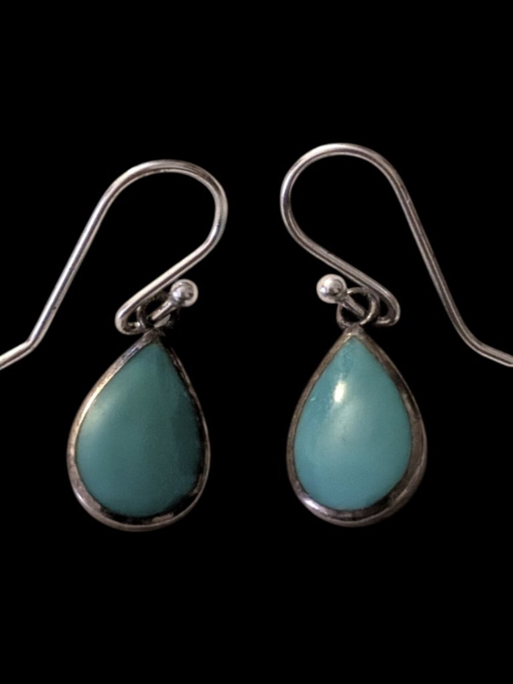 Marsala Vintage 925 Sterling Turquoise Teardrop 1.25" Drop Dangle Earrings